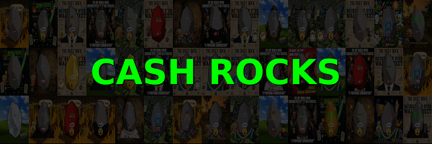 Cash Rocks collection banner featuring the rock characters